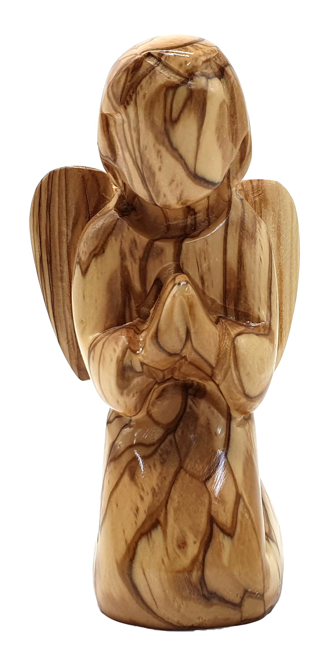 Zuluf Olive Wood Faceless Praying Angel Statue Remembrance Angel ANG008 4.8"