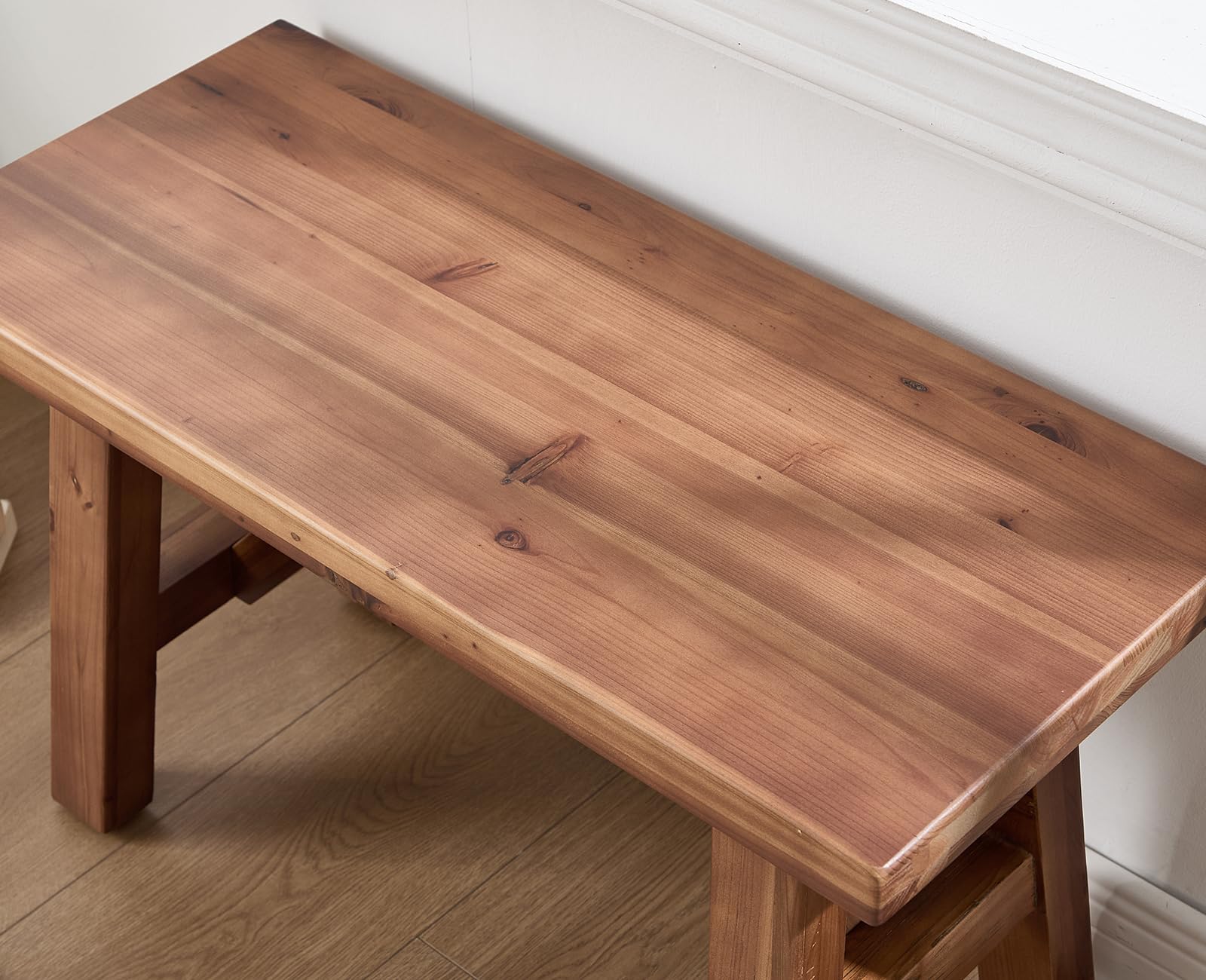 chairus Farmhouse Solid Wood Bench, 30" Entryway Bench Seat Rustic Narrow Dining Room Bench for Kitchen/Living Room/Bedroom/Entrance/Small Apartment, Walnut