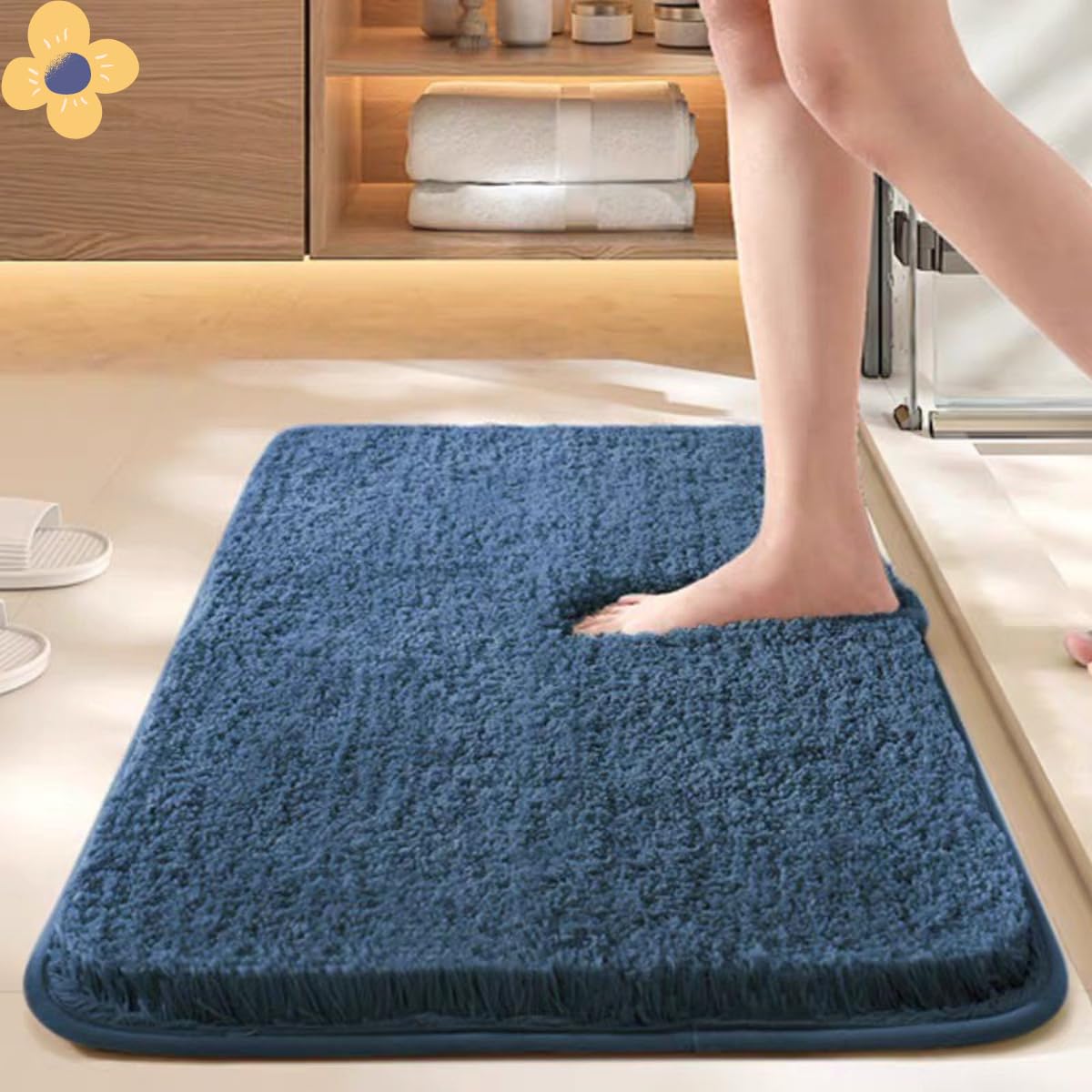HOWNICE Doormat for Bedroom,Bathroom,Kitchen,Living Room,Room Mats,Home Entrance Foot Mats,Floor mat,Main Door,Non Slip,Door Mate,Soft,Fur,Door Matt,Rugs,Bathmat (Bathroom Mat Blue, Medium)-picture-13