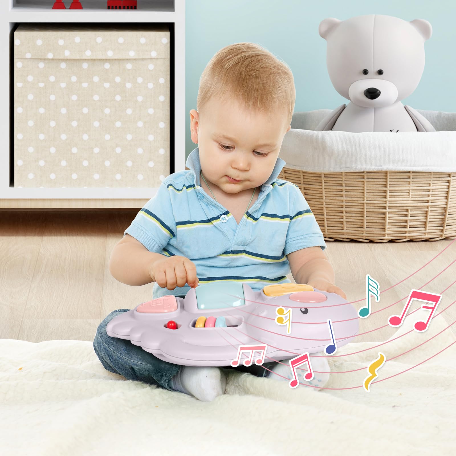 Leogreen Trotteur pour bébé 3 en 1 avec plateau amovible, Trotteur bébé facilement pliable, babywalker, hauteur réglable, De 6 à 18 mois