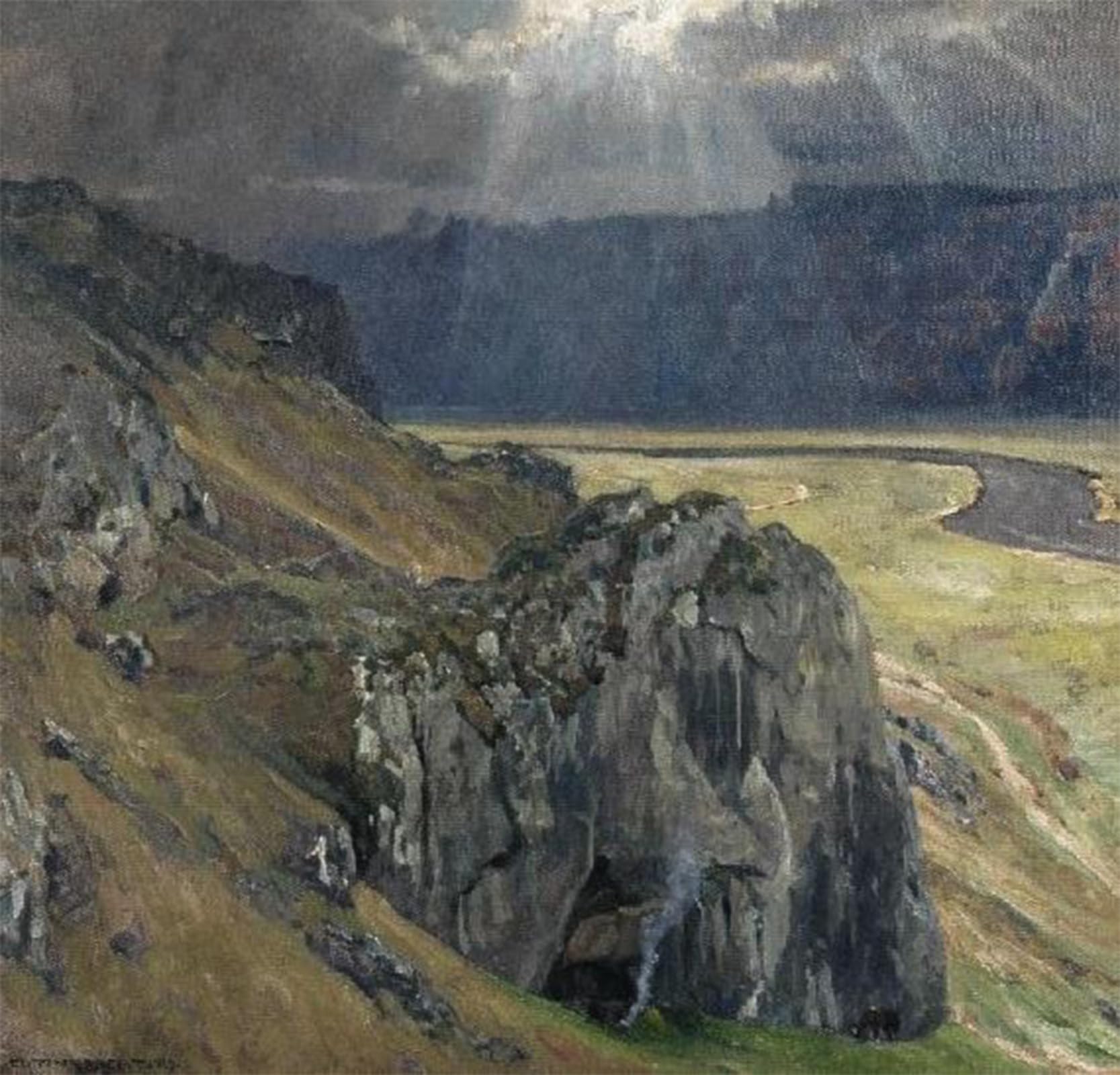 POSTERIIk Famous Modern Artwork Art Mural Felslandschaft Aus Der Rauhen Alb by Eugen Felix Prosper Bracht Oil Paintings Pictures for Home Decor 60x90cm