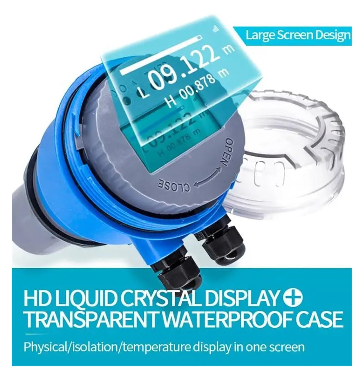 LDHJBNAC Ultrasonic Level Meter QDY70A Non Contact Level Sensor Transmitter 5m 10m Range 4-20ma RS485 Liquid Water Meter(8m Range,4-20mA Output)