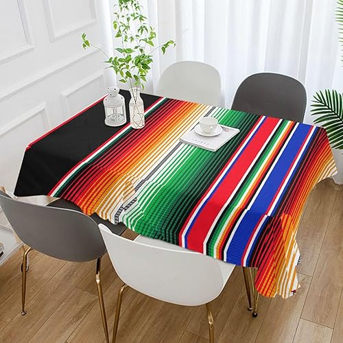 Miniatura 5 de YETTASBIN Manta de serape mexicano rectangular a rayas, impermeable, resistente a las manchas, a las arrugas, lavable, de poliéster, para picnic,