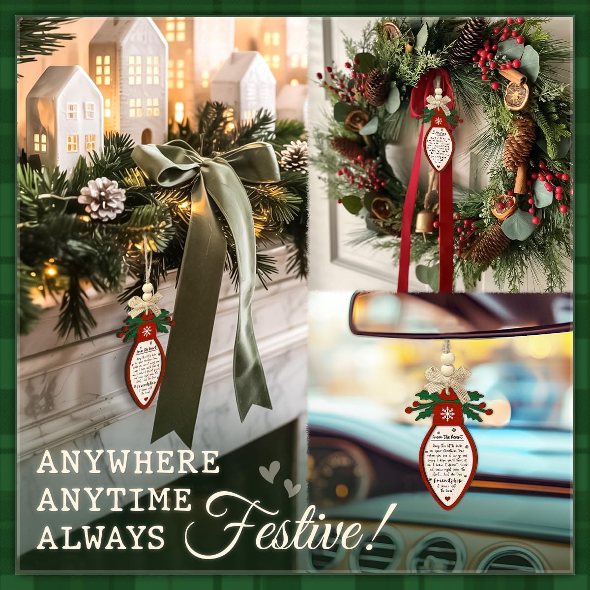 Friendship Bulb Christmas Ornament - Holiday Light Bulb Shaped Ornaments with Thank You Message, 2 Layer Wood - Sentimental Gift for Friend, Besties, Long Distance Keepsake for Women & Men - Image 5