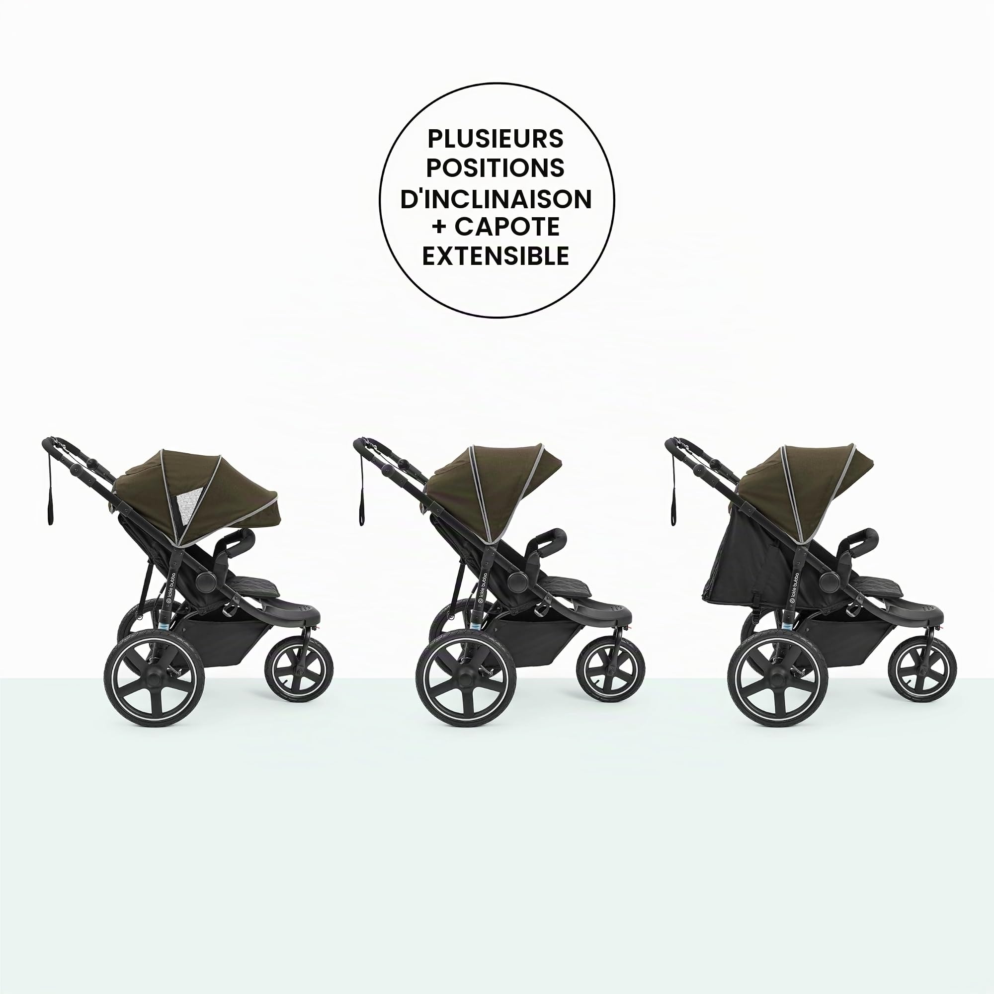 Ickle Bubba Venus Jogger Pro Prime, Poussette 3 Roues Tout-terrain, De la Naissance à 22 kg, avec Cocon Nouveau-né, Porte-gobelet et Organisateur (Bois)