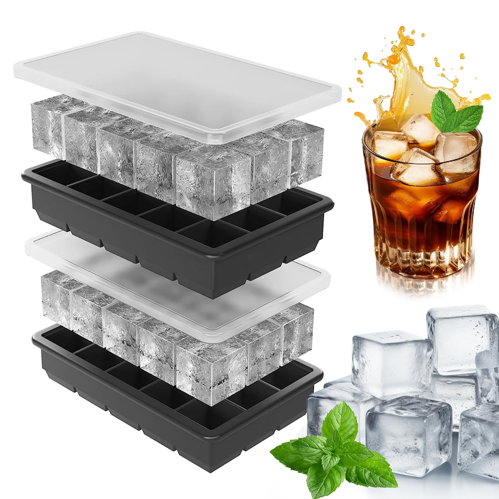 Stampo Silicone Cubetti Ghiaccio 2 Pezzi Flessibile per