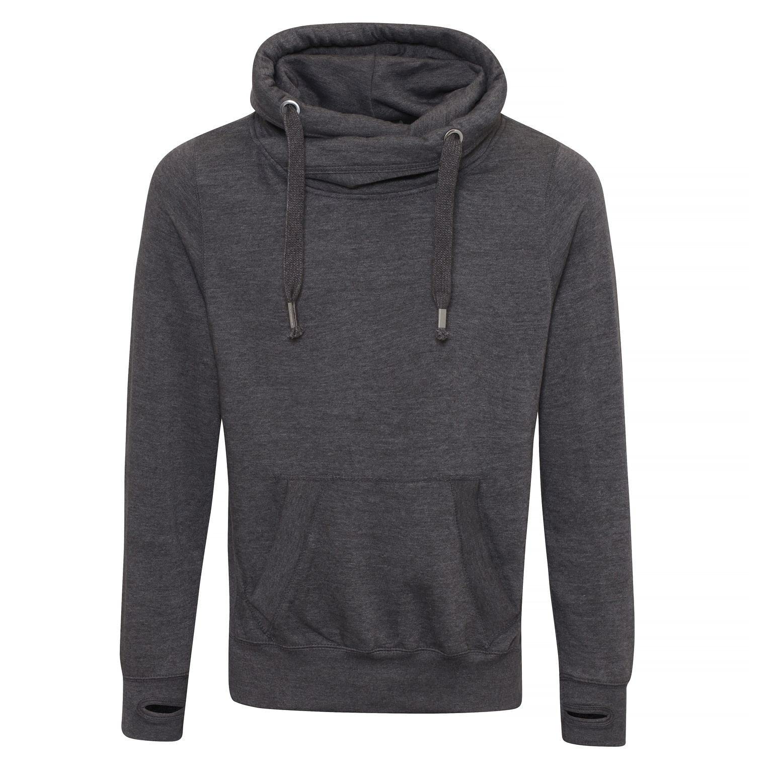 Awdis Men's Charcoal Hoods Cross Neck Hoodie (Xs) (Charcoal)