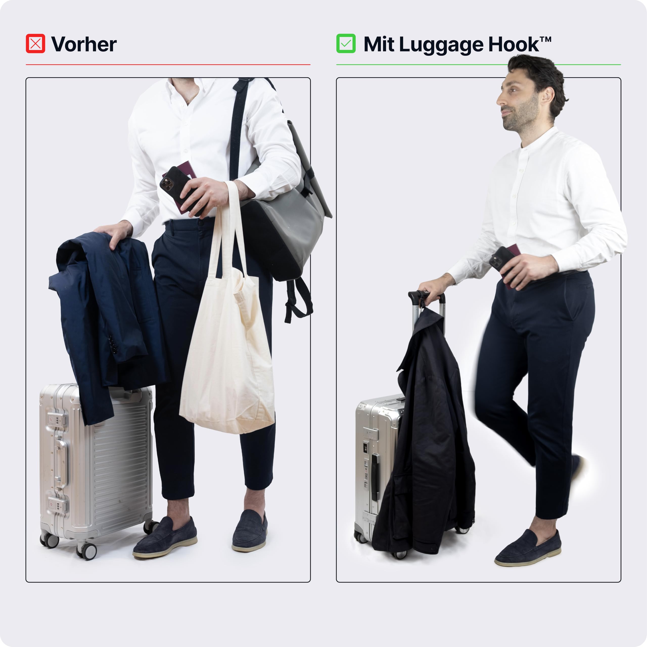 Der Koffer Haken hält deine Reise Utensilien - Reise Gadget für Flugzeug Reisen, Reisezubehör Flug Handgepäck, Kofferorganizer, Cooles Reise Geschenk, 1x Kleiderhaken für Koffer (Blau)