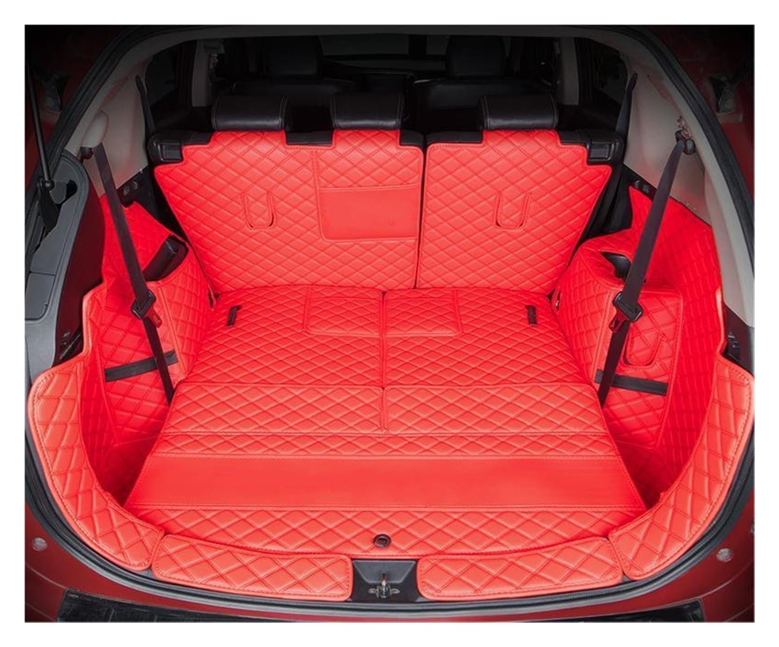 Tapis de coffre en cuir premium Red2 pour Mitsubishi Outlander 7 places