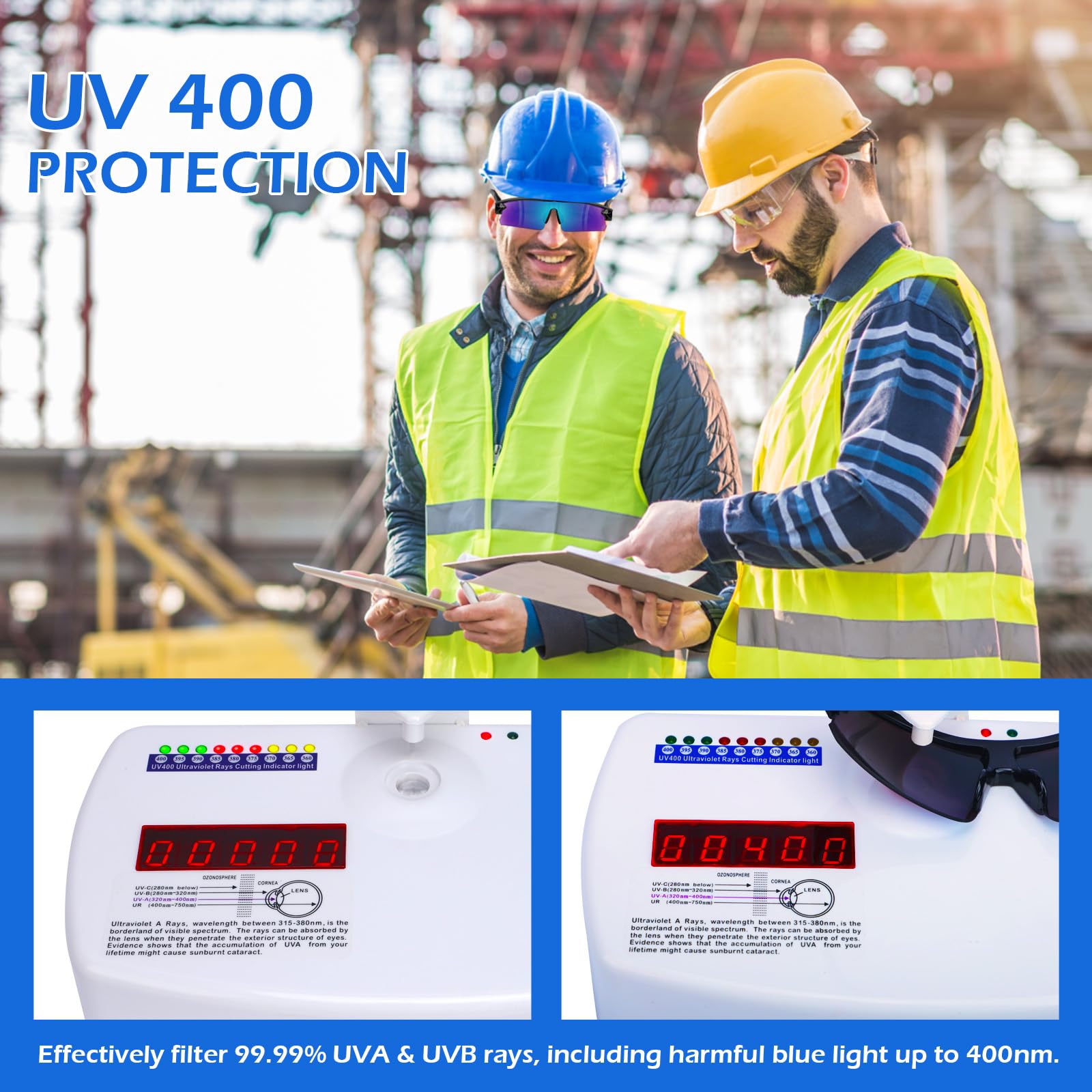 OXG Anteojos de seguridad de trabajo para hombres y mujeres, ANSI Z87.1, resistentes a los arañazos, gafas protectoras para tiro industrial