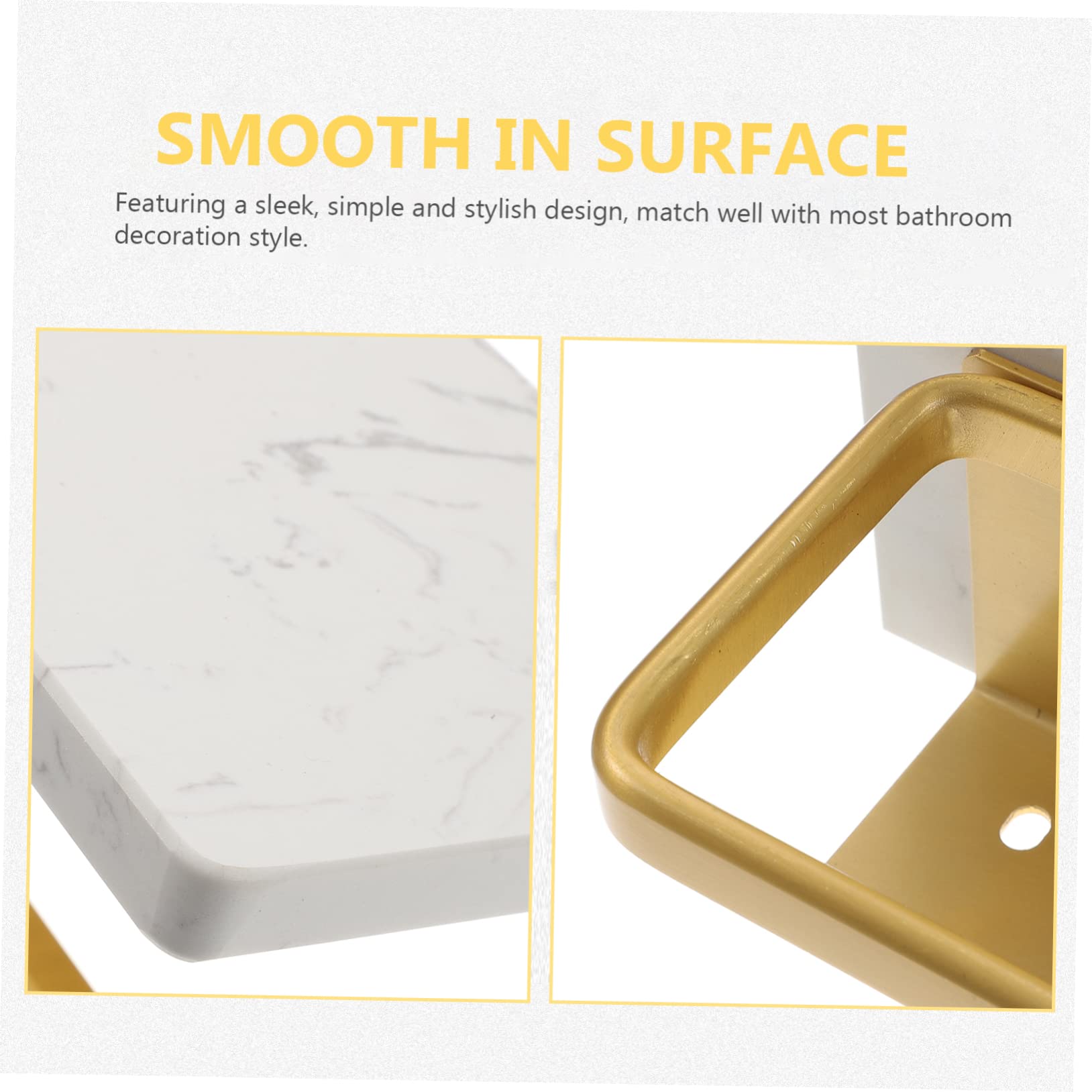 UKCOCO Portarrollos de Papel Higiénico de Mármol Blanco, Soporte de Aluminio Montado en Pared con Estante, Fácil de Instalar para Baño