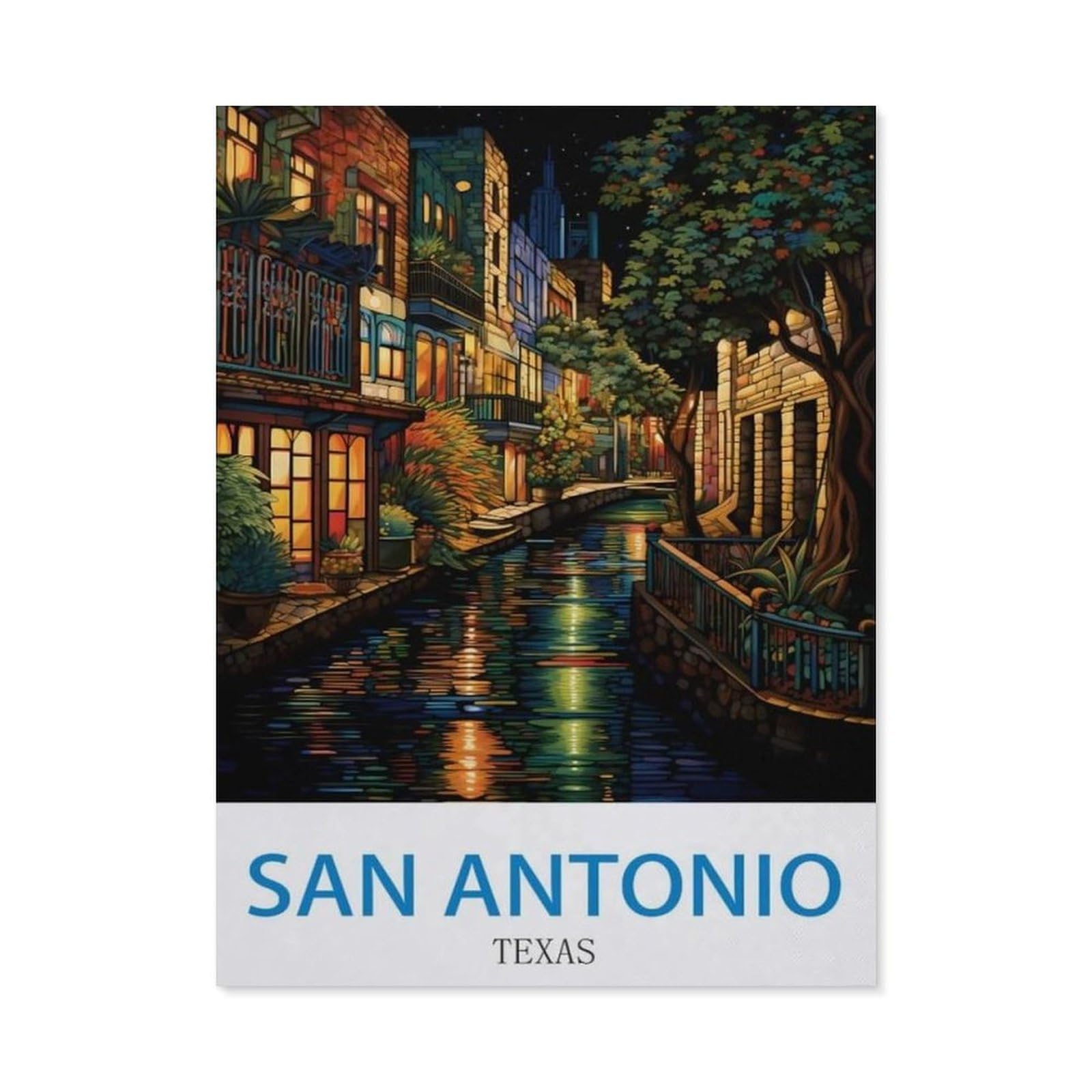 BEAYODKP Full Diamond 5D DIY Diamond Painting，San Antonio Texas，3D Diamond Embroidery Cross Stitch Mosaic Needle Works（50 x 60 cm/19.68 x 23.62 inches）-CM28