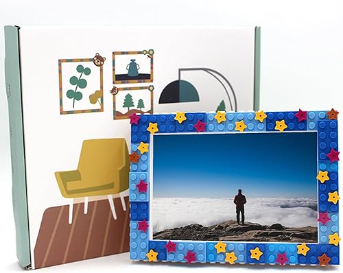 Miniatura 5 de NIETEIN Marco de fotos de dinosaurio lindo para niños, divertido bloque de construcción para niños, kit de creación de marcos de fotos para