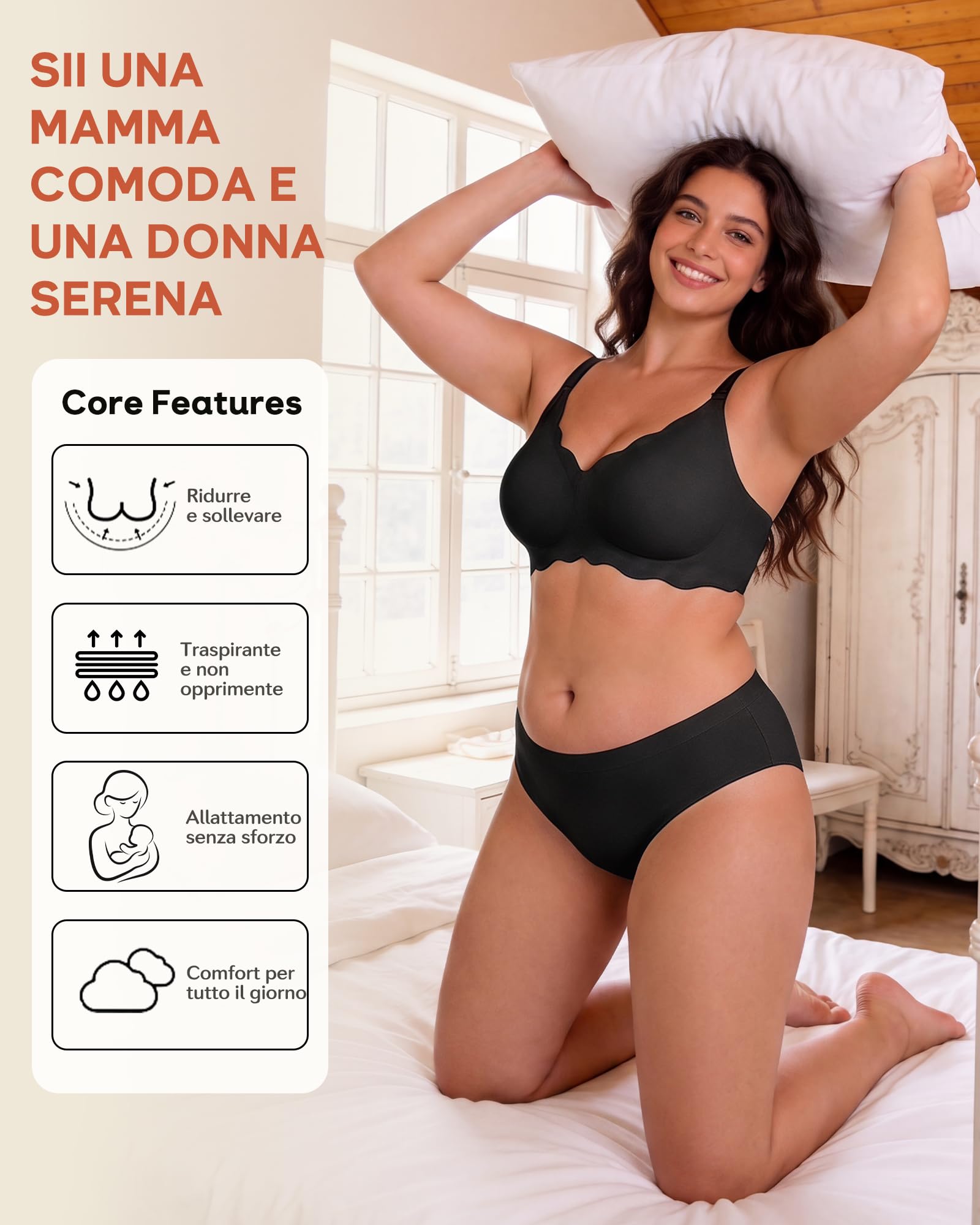 Bresdk Reggiseno Allattamento 2 per Gravinza Senza Ferretto Senza Cuciture | Reggiseno senza ferretto e reggiseno comodo, bordo ondulato, coppe soffici per casa e tempo libero, push up