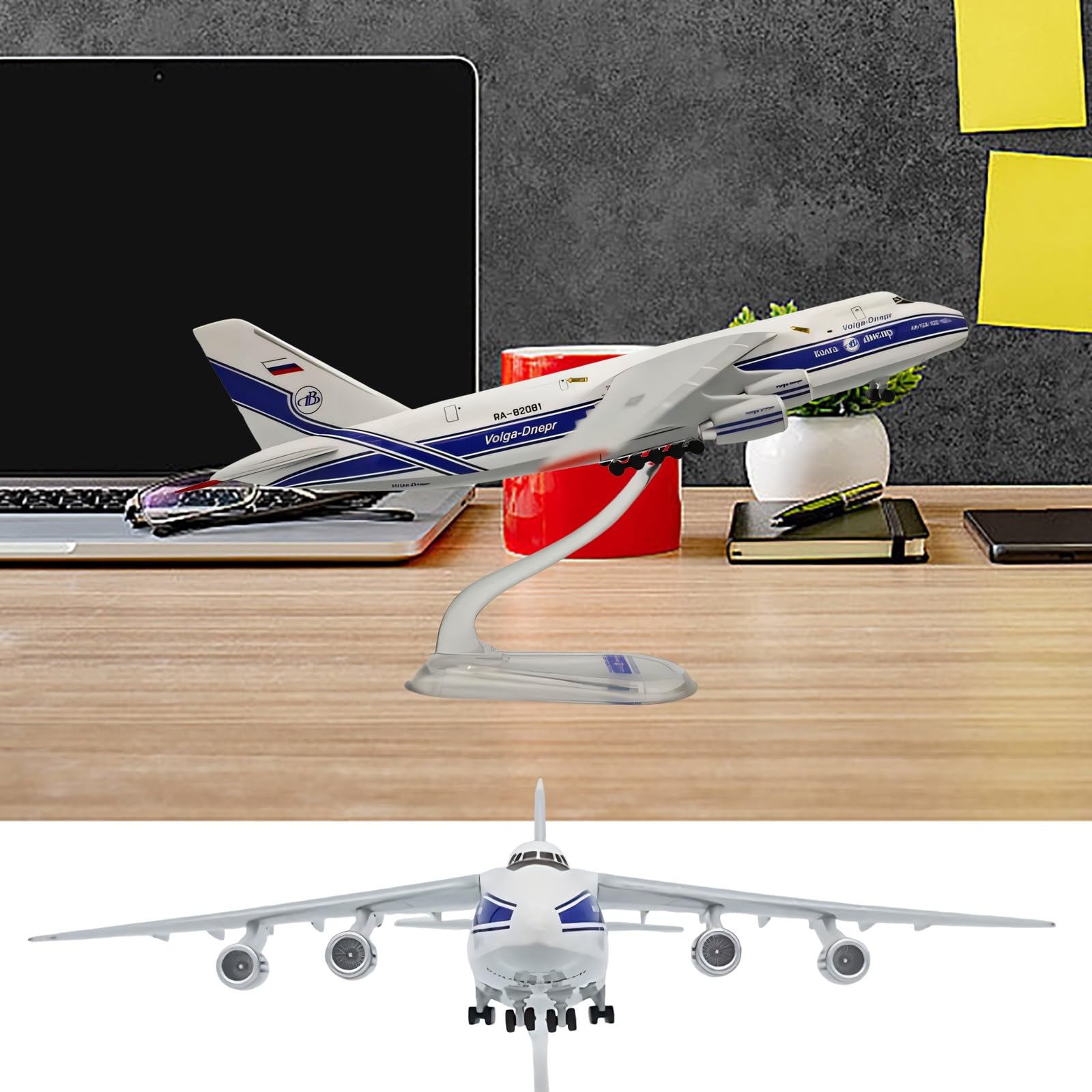 Modello aereo trasporto russo An-124 in scala 1:400 Aereo statico lega pressofusa ad alta precisione con espositore, perfetto for gli appassionati di aviazione Collezionisti di modelli