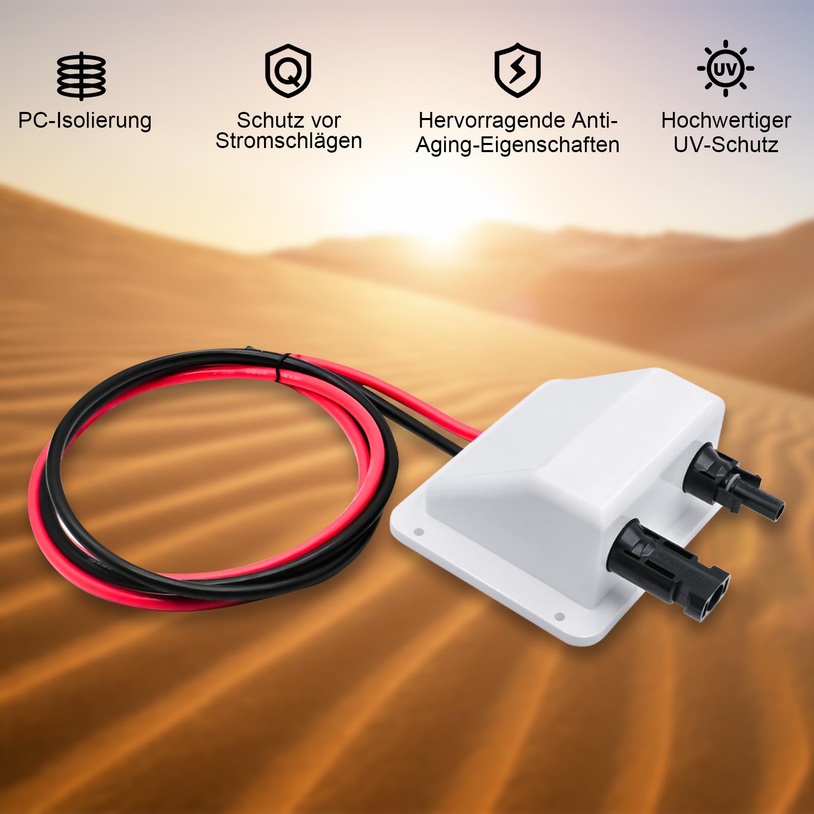 Solar Doppel Kabeldurchführung mit 6mm² 1m kabel, Dachdurchführung Solar Wasserdicht mit Solarpanel Steckver, Solar Kabeldurchführung für Wohnmobil, Boote, PV-anlage und Camper(Weiß)
