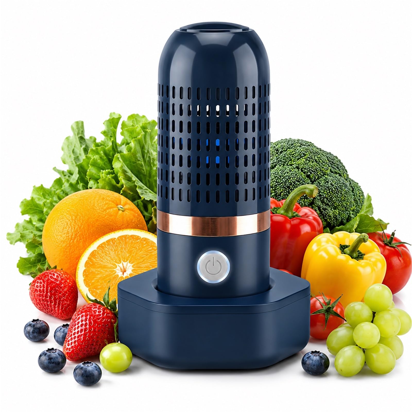 Purepod Fruit and Vegetable Purifier Machine - Cordless OH-ion Produce Washer for Home Kitchen and Camping - Portable Food Purifier for Cleaning Berries and Veg(Blue)