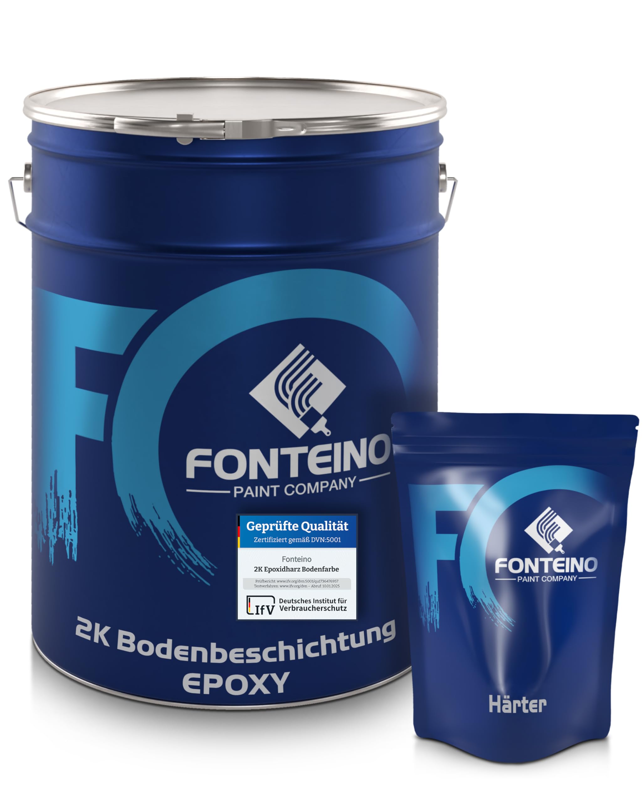 2K Epoxidharz Bodenbeschichtung Bodenfarbe Bodenlack für Garage, Keller & Gewerbe – strapazierfähig, chemikalienbeständig & lösungsmittelfrei I Steingrau 5KG