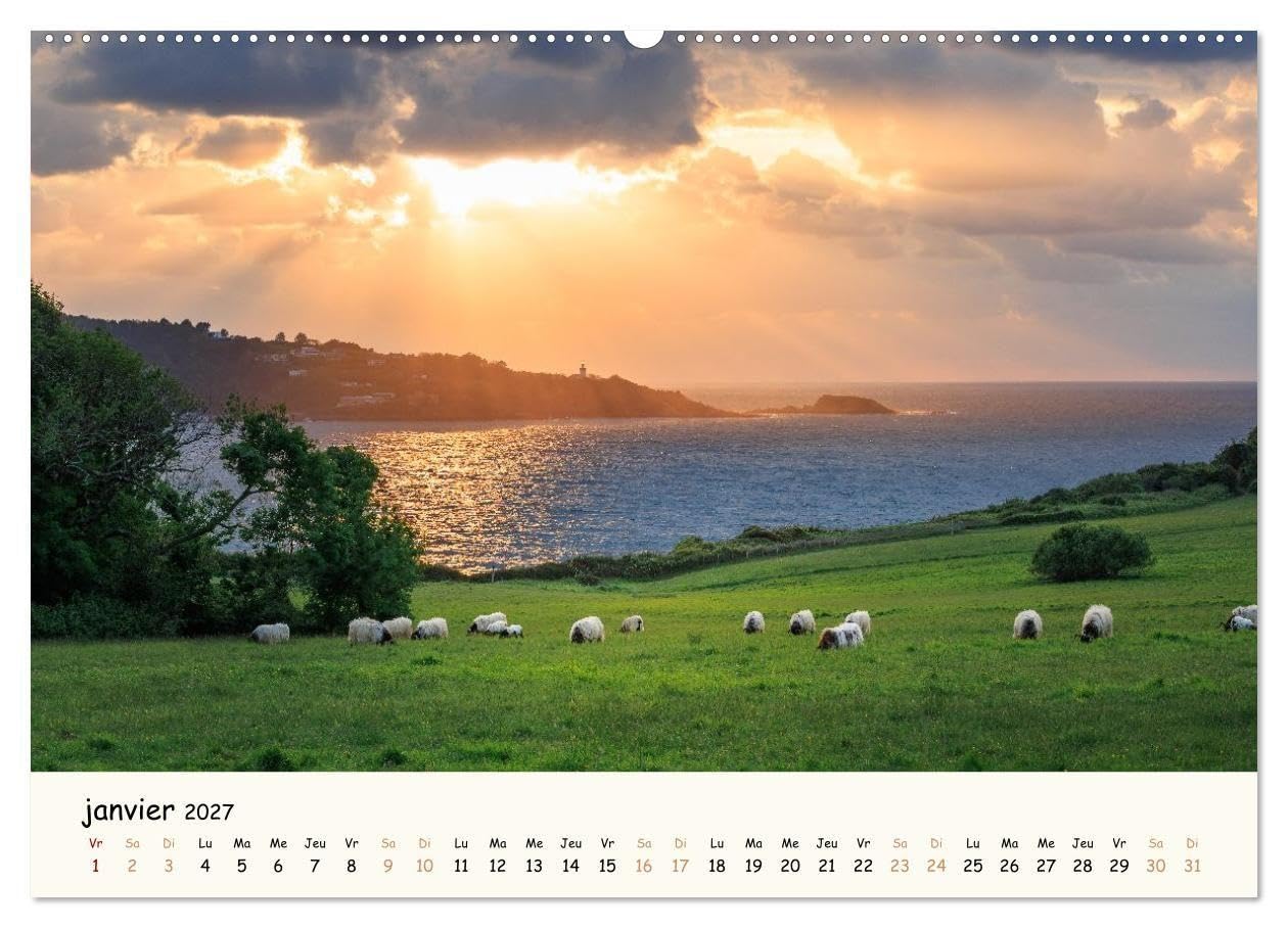 Entre monts et vagues - Une année au Pays Basque (Calendrier mural haut de gamme 2027 DIN A2 vertical), CALVENDO calendrier mensuel: Un calendrier ... et la majesté des monts du Pays Basque.