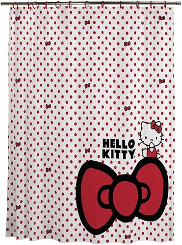Franco Hello Kitty - Juego de cortina de ducha y anillos de 13 piezas, (producto 100% oficial)
