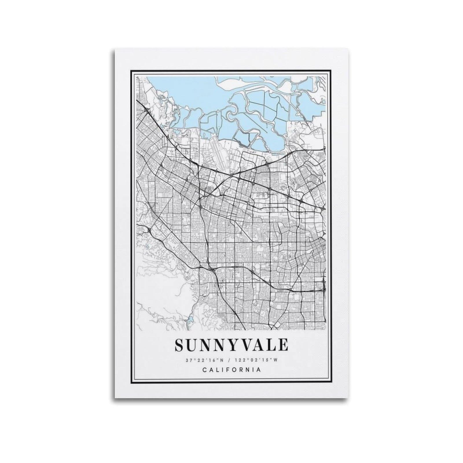 xiaoxiaoshen Sunnyvale California Map Canvas Poster Wall Art Prints Room Aesthetic Murals Bedroom And Living Decorations 20x30inch(50x75cm)