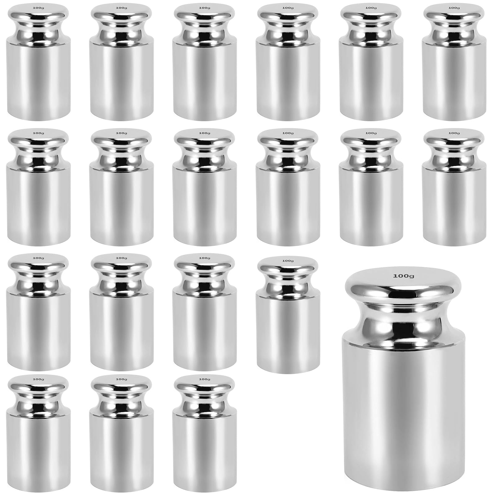 100g Calibration Weight, FUNSUEI 20 PCS High Precision Class M1 Scale Calibration Weight, Calibration Weight for Digital Scale, Chrome Finish, Silver
