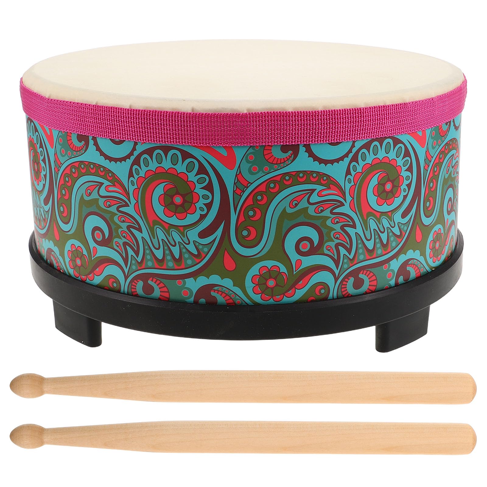 ifundom Bongos Infantiles de Percusión de Mano de 10 Pulgadas Diseño Floral Verde, Instrumento Musical Seguro de Madera, Juguete Educativo para Actividades Grupales y Desarrollo