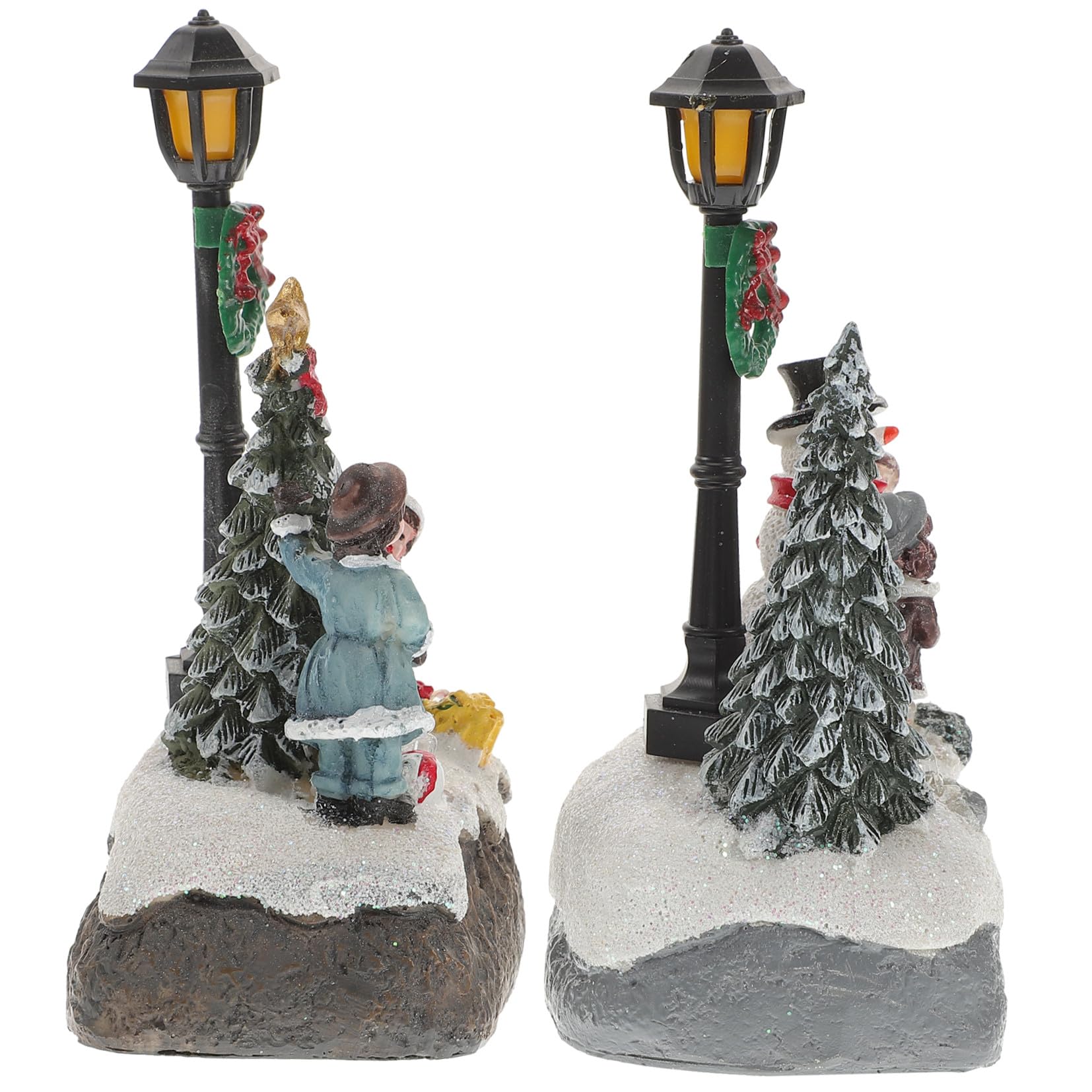 Maison miniature de Noël en résine sculptée avec douce veilleuse LED de salon