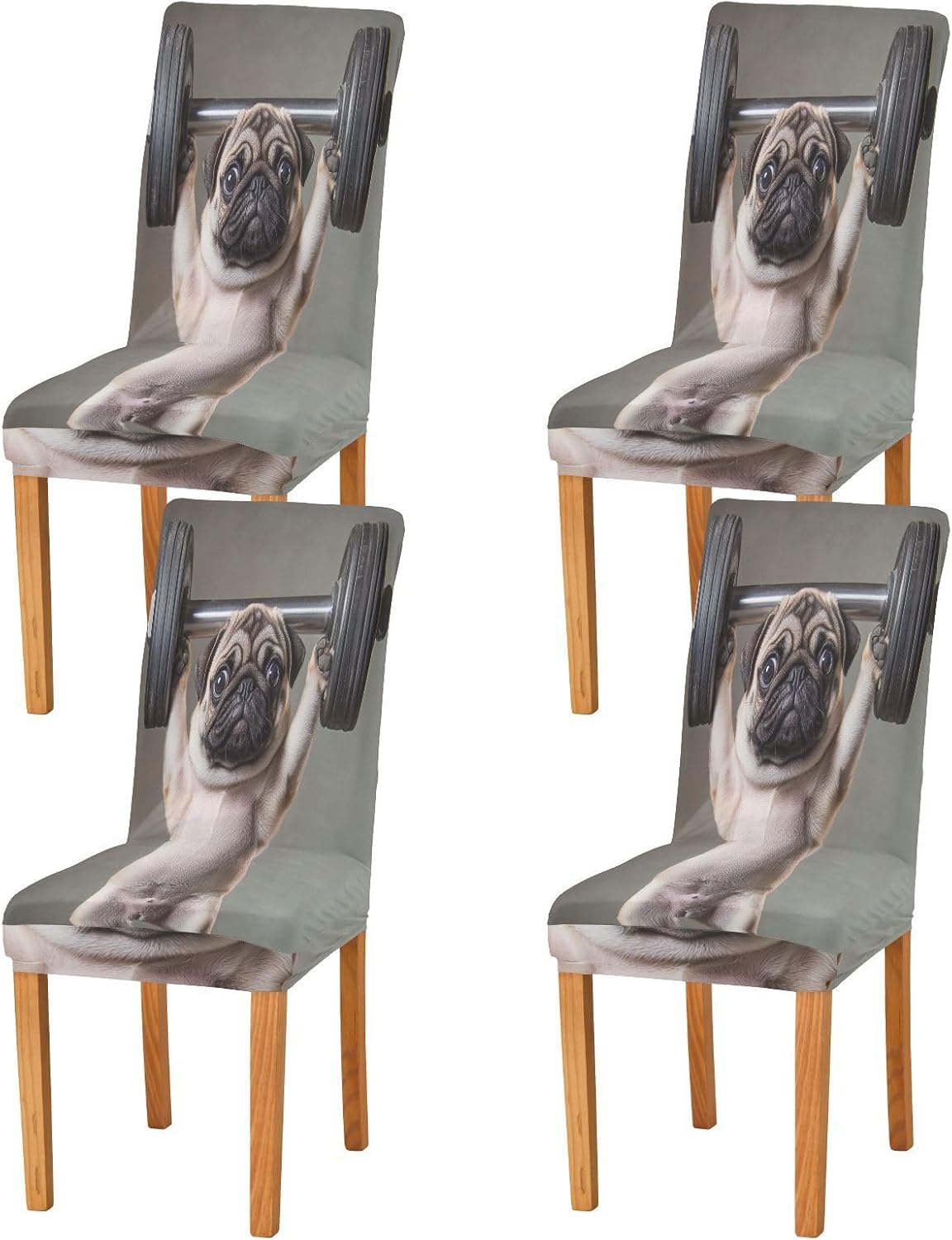 ALAZA Chair Covers for Dining Room, Funny Pug Dog Trainer Lifting Stretch Chair Cover Sets Chair Protector Removable Washable for Ktichen Restaurant Hotel