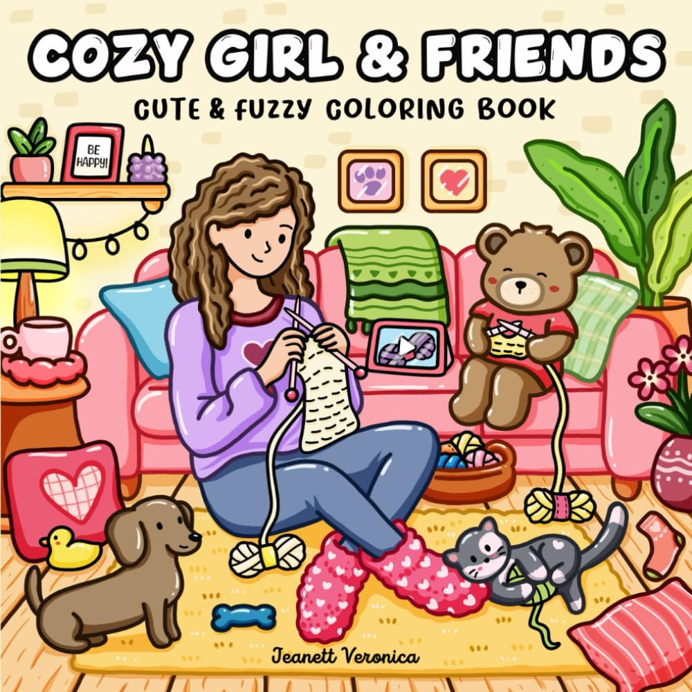 Cozy Girl & Friends: Cute and Fuzzy Coloring Book for Adults & Teens, Featuring Adorable Moments, Everyday Activities, and Sweet Nature Scenes (Cozy Girl Series)