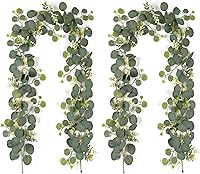 Vista 11 de Guirnalda de eucalipto artificial, decoración de hojas de seda sintética, aniversario, compromiso, fiesta, boda