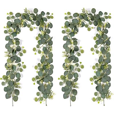 Artificial Eucalyptus Small Flowers Decoration Babysbreath Garland Faux Silk Leaf Décor Anniversary Engagement Party Wedding Fireplace Craft Design Housewarming Window Decorating