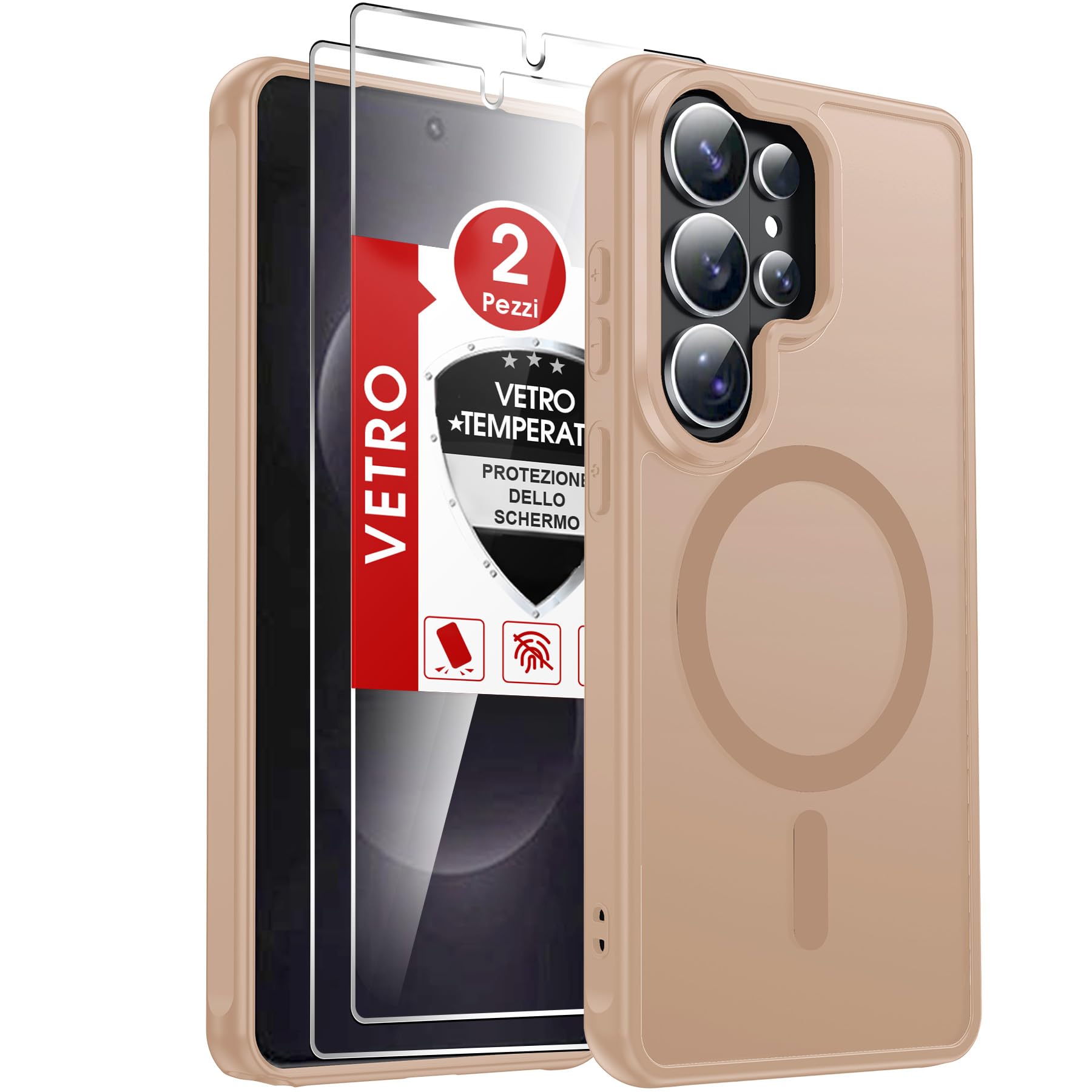 LeYi Cover Magnetica per Samsung S26 Ultra 5G con Vetro Temperato(Marrone) | Custodia per Galaxy S26Ultra Traslucida Opaca Anti-Impronte Resistente ai Graffi Paraurti TPU Antiurto Protettiva Case