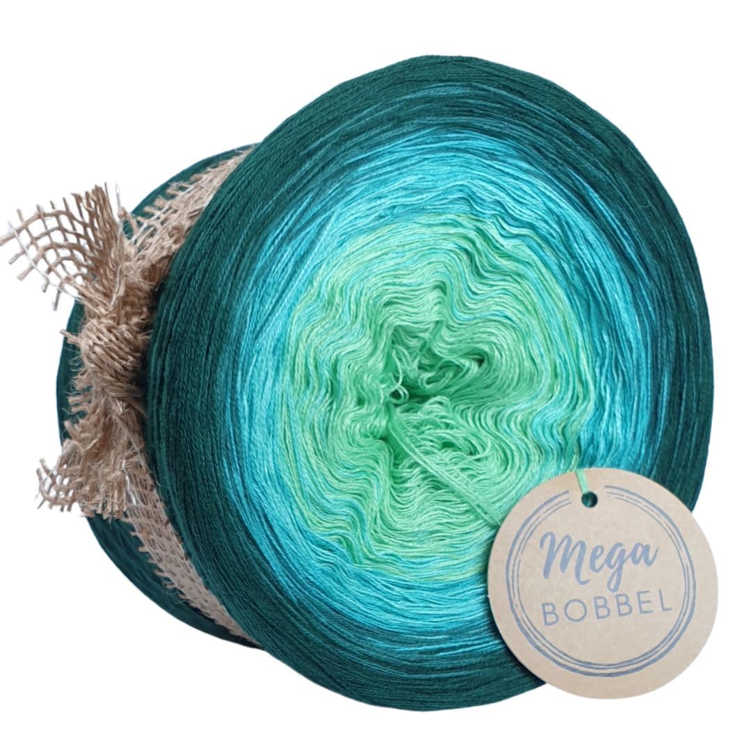 MegaBobbel*Grünes Paradies*A406* (Außenfarbe: Tanne) Farbverlaufsgarn - Lace Garn Bobbel Wolle zum Häkeln & Stricken (4 fädig, 3750m)