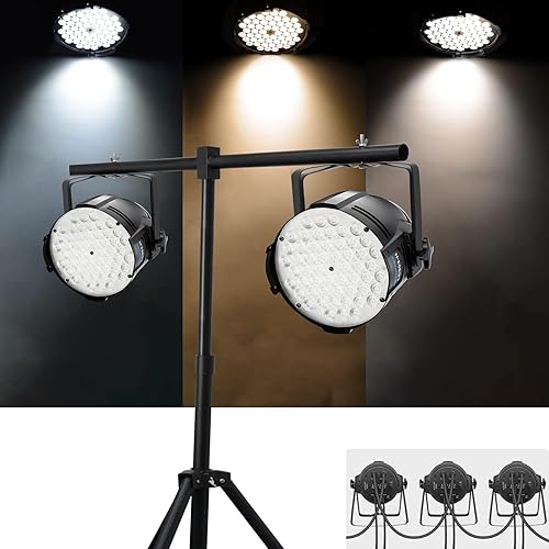 Vista 4 de BETOPPER Luces estroboscópicas de lavado de DJ para fiestas, 54 LED, súper brillante, DMX512, blanco/blanquecino, 5000 lúmenes, iluminación par