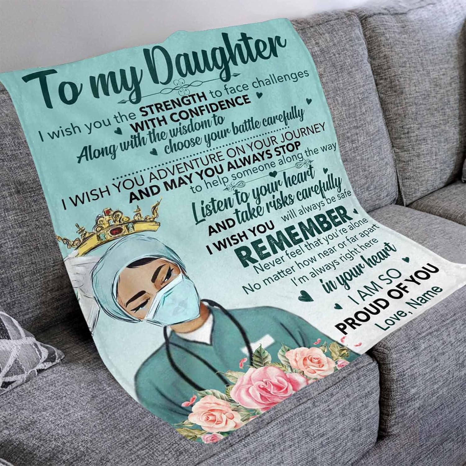Buy 1 get 1 MyPupSocks Personalized Custom Name Fleece Blanket Listen to Your Heart and Take Risks Carefully Plush Blanket Fuzzy Soft Blanket Microfiber Doctor Blanket for Girl 70x80