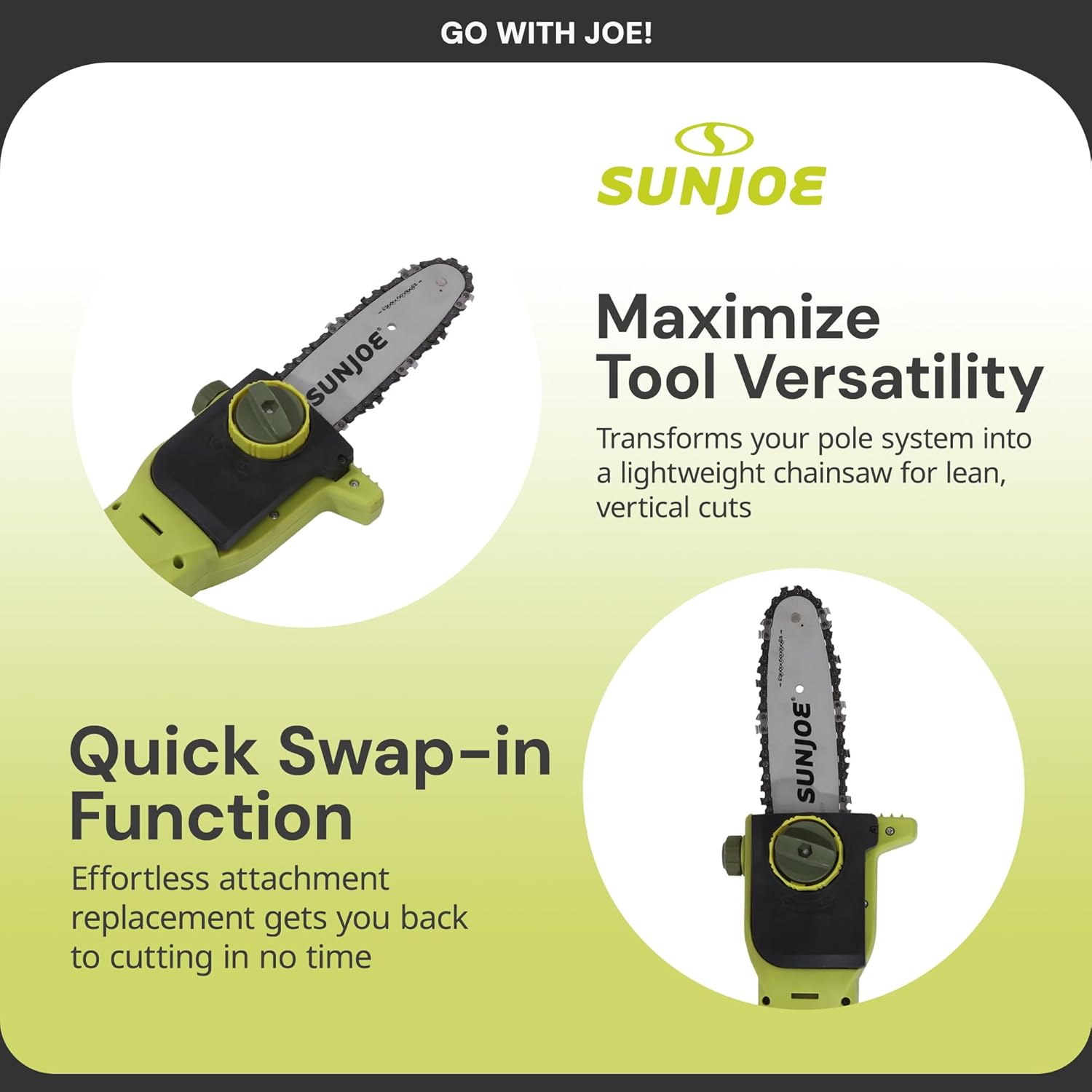 Sun Joe GTS4001-2C-PSHEAD Replacement Chainsaw Head for GTS4001C, GTS4002C, and GTS4004-XT Multi-Tool Systems, Manufacturer Original, Bar and Chain Not Included