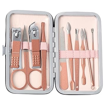 ROSS 10-in-1 Manicure & Pedicure Kit for Men & Women | Travel Grooming Set with Premium Stainless Steel Tools | Nail Cutter, Scissors, Tweezer, File & More | Compact, Stylish & Unisex Design - image, photos