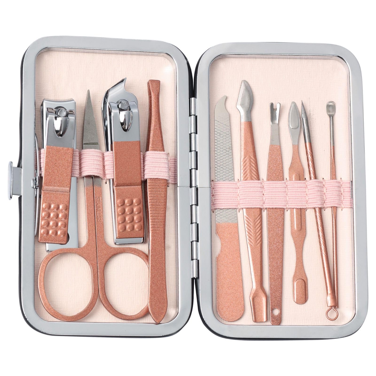 ROSS 10-in-1 Manicure & Pedicure Kit for Men & Women | Travel Grooming Set with Premium Stainless Steel Tools | Nail Cutter, Scissors, Tweezer, File & More | Compact, Stylish & Unisex Design