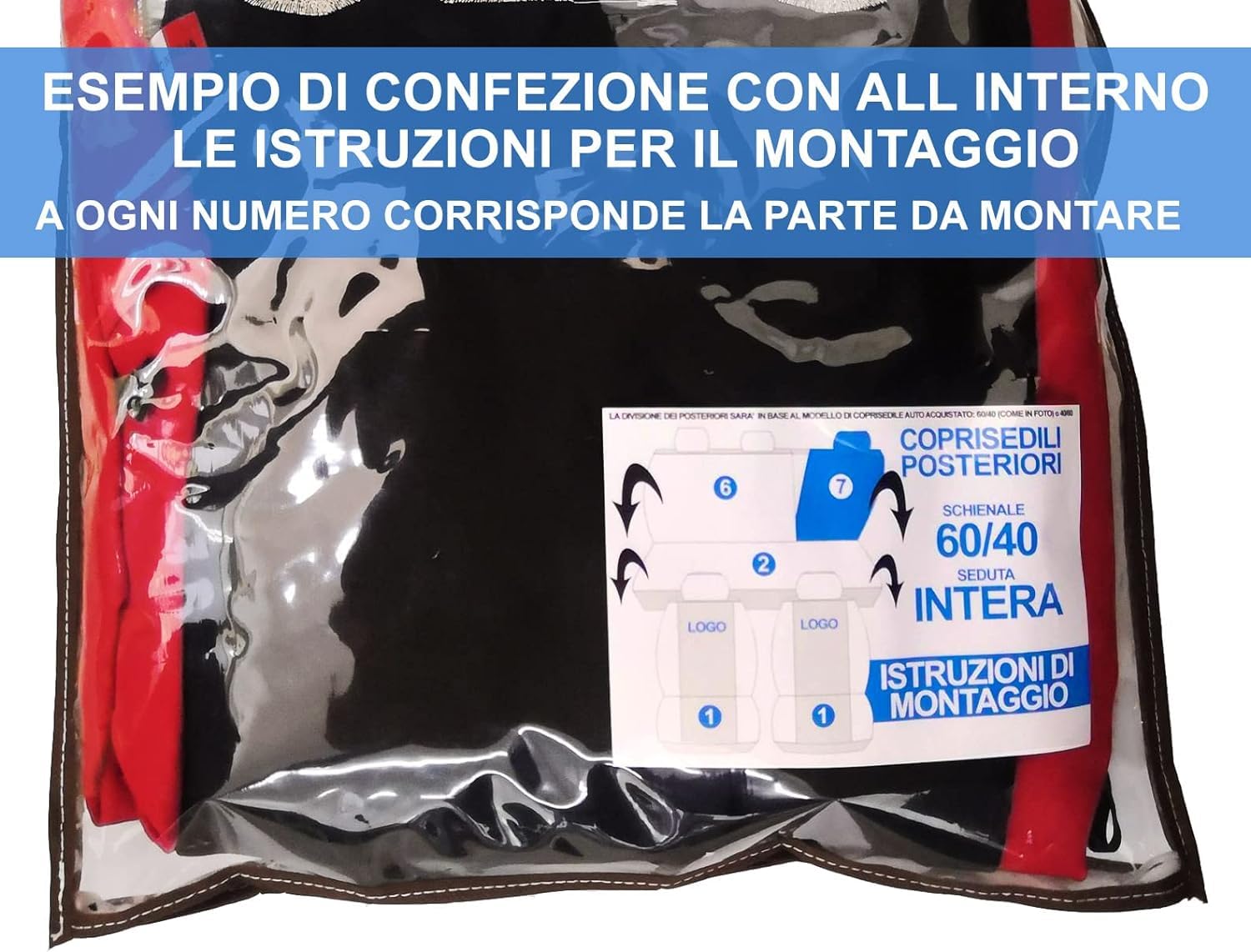 Rebeca Shop 500x Copri-sedili Auto Compatibili 500x | Set Coprisedile Anteriori e Posteriori | Logo Ricamato | Airbag Compatibile | Accessori Auto Interno … (Nero/Nero)