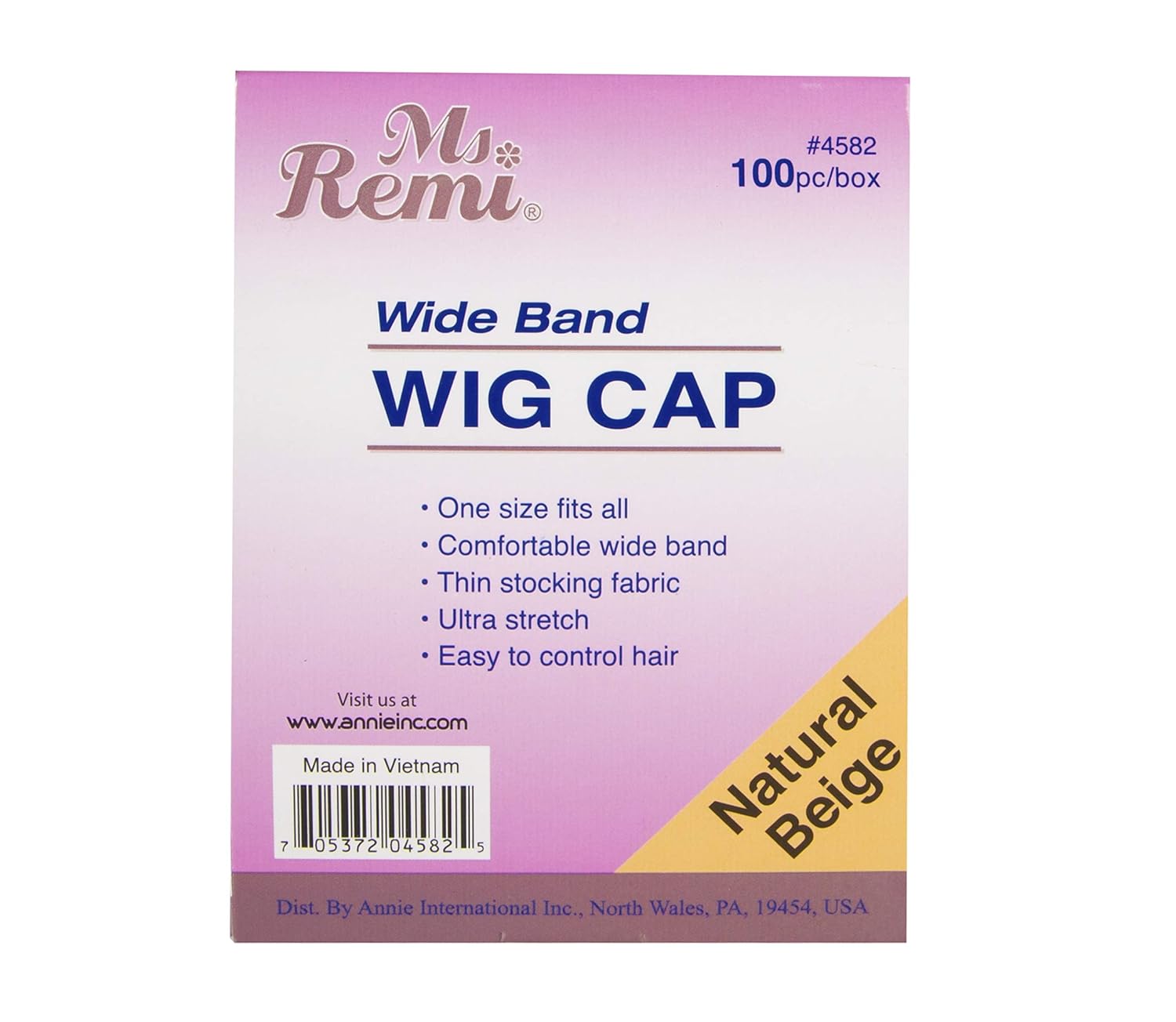 Annie Ms Remi Wig Cap Wide Band Natrl Beige,Pack of 100 EA