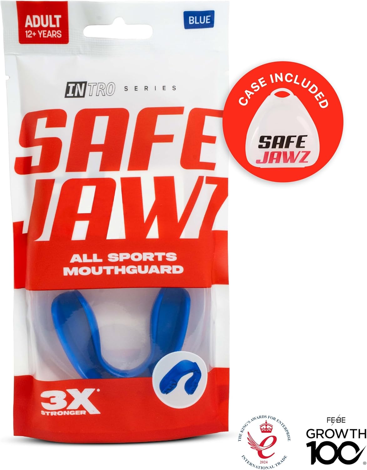SAFEJAWZ Mouth Guard, Slim Fit Mouthguard for Adults & Youth with Case, Easy Fit Remoldable Mouthpiece for Football, Boxing, Lacrosse, MMA, Basketball & All Contact Sports