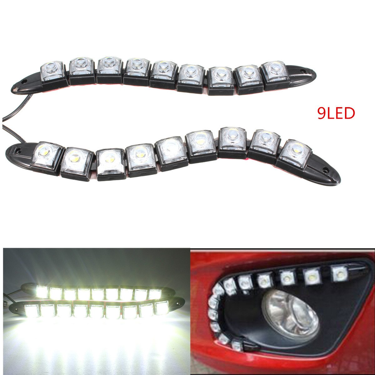 Baceyong 2x luci di marcia diurna, 6/8/9/14/16/18/20 LED luci di marcia diurna DRL per auto antipolvere LED impermeabile flessibile regolazione fendinebbia