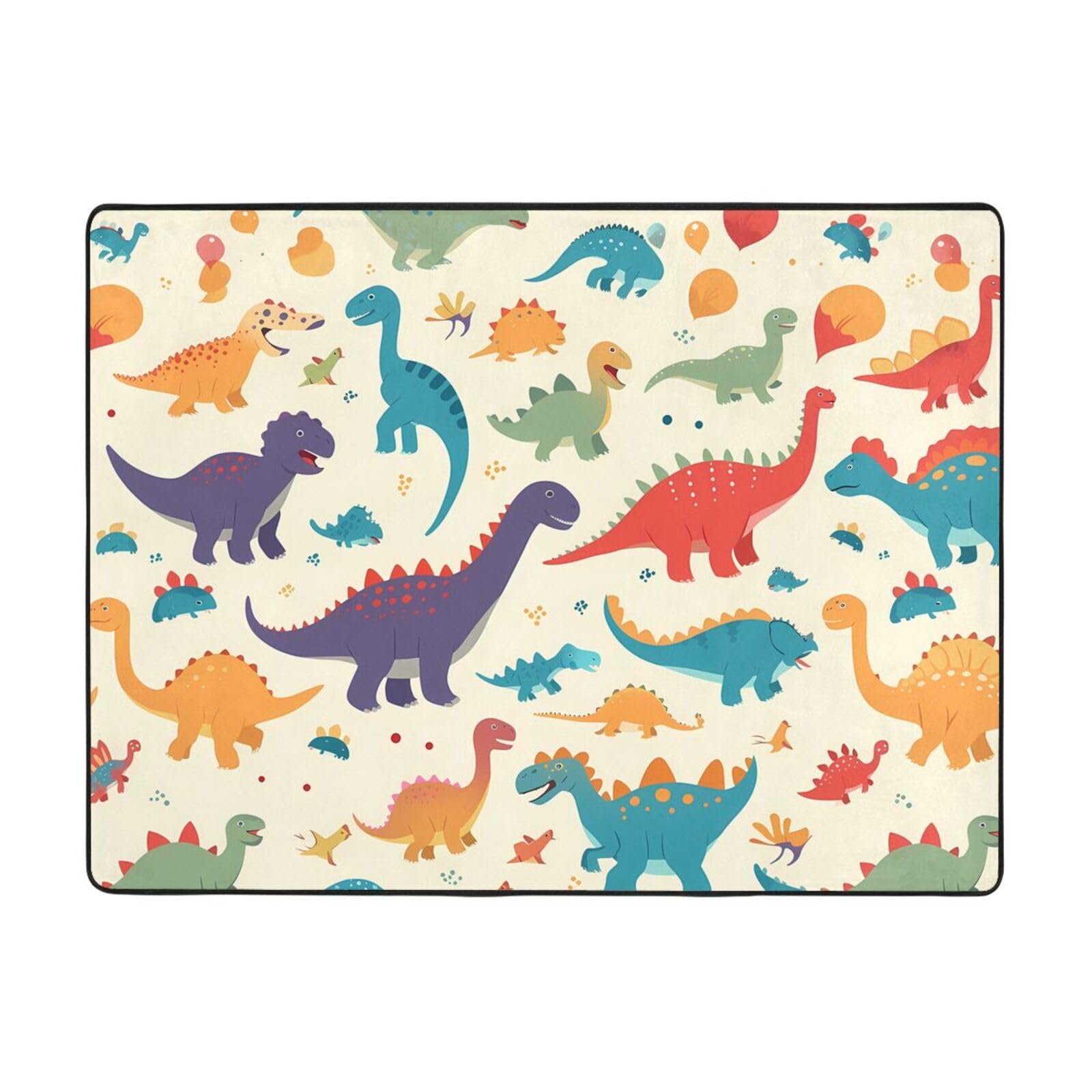 Tapis imprimé dinosaures en velours fin résistant à l'usure