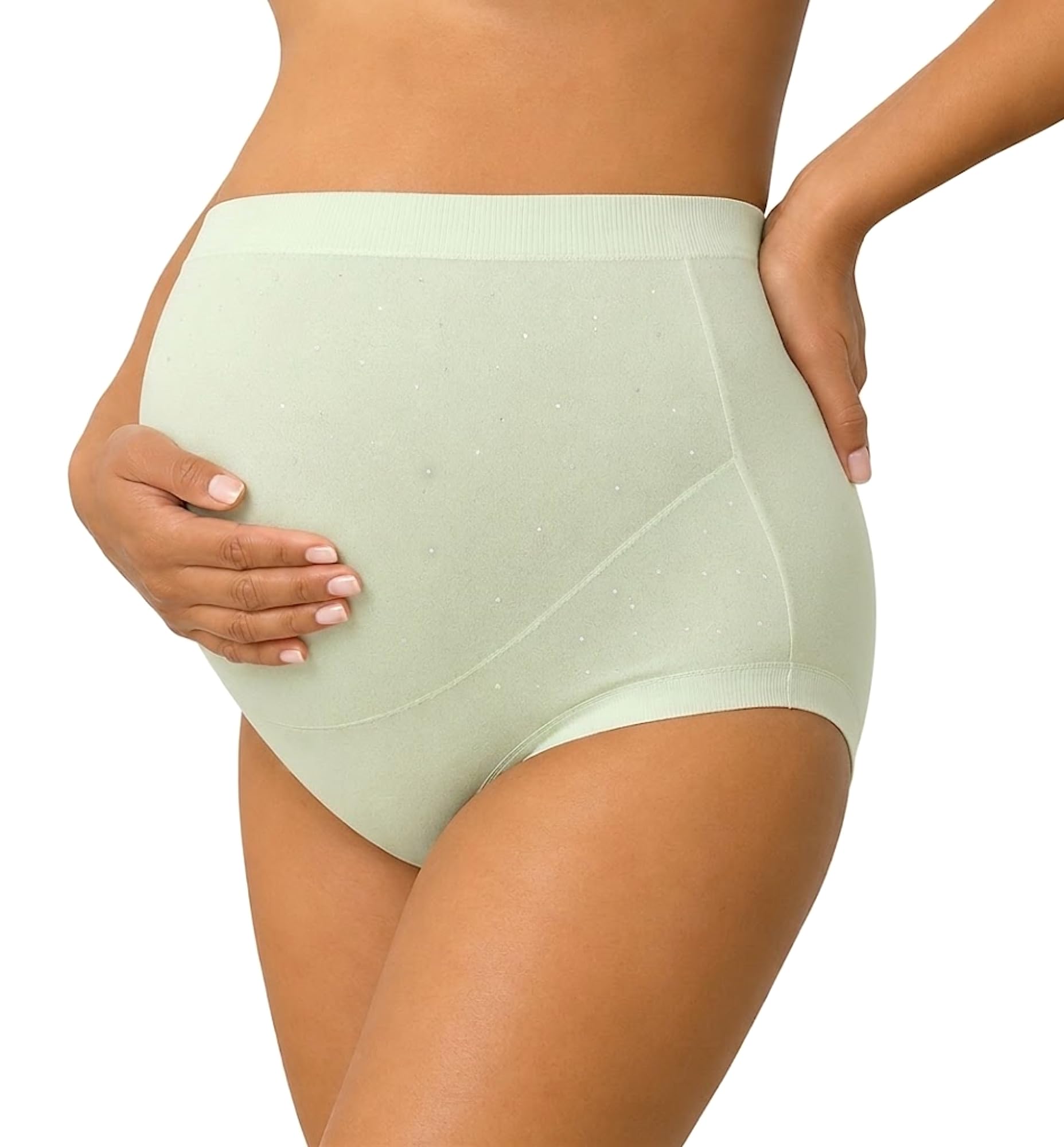 Women's High Waist Seamless Maternity Underwear with Glitter Sparkle Pattern | Over Bump Belly Support | Soft 4-Way Stretch Breathable Full Coverage Panties for Pregnancy & Postpartum-image-34