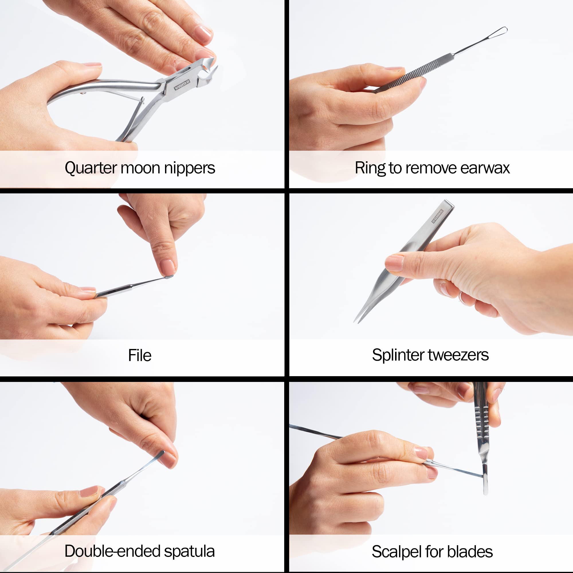 Gima - Zestaw podologiczny do profesjonalnego pedicure i profesjonalnego manicure, 11 narzędzi ze stali nierdzewnej, obudowa ochronna.