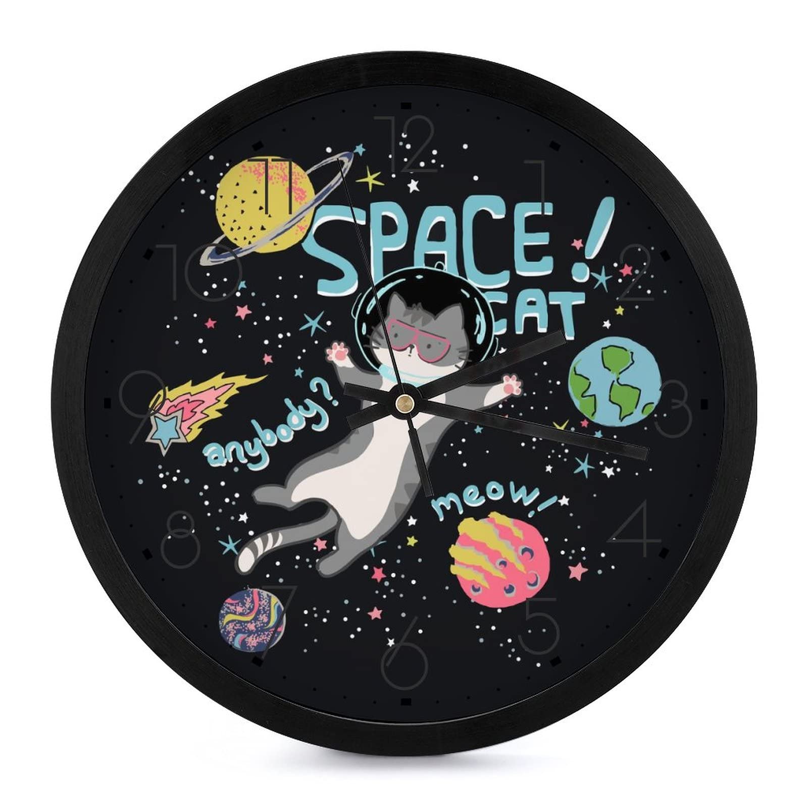 Horloge murale chat de l'espace un voyage poétique et étoilé dans votre chambre