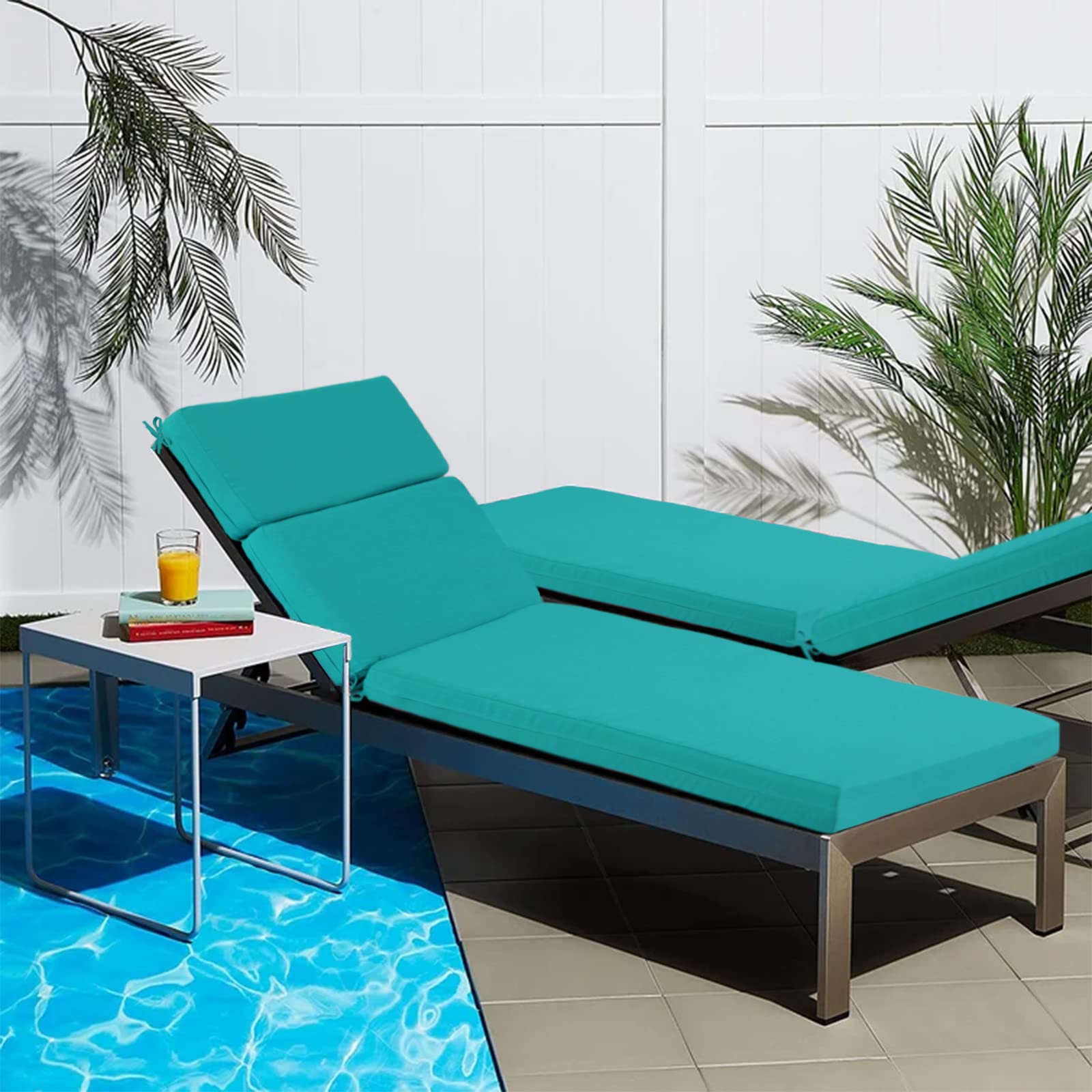 Idee-home Chaise Lounge Cushion Outdoor, Patio Cushions Lounge Outside Chair Cushions Weather Resistant Lounge Chair Cushion Outdoor Cushions for Lawn Pool Furniture Cushions, 72in.L x 21in.W x 3in.D