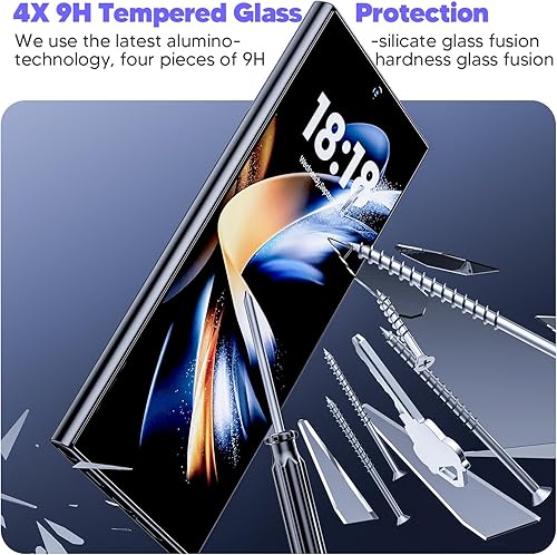 Miniatura 4 de Hoerrye Paquete de 2 protectores de pantalla de privacidad para Galaxy S24 Ultra de vidrio templado, compatible con el desbloqueo de huellas