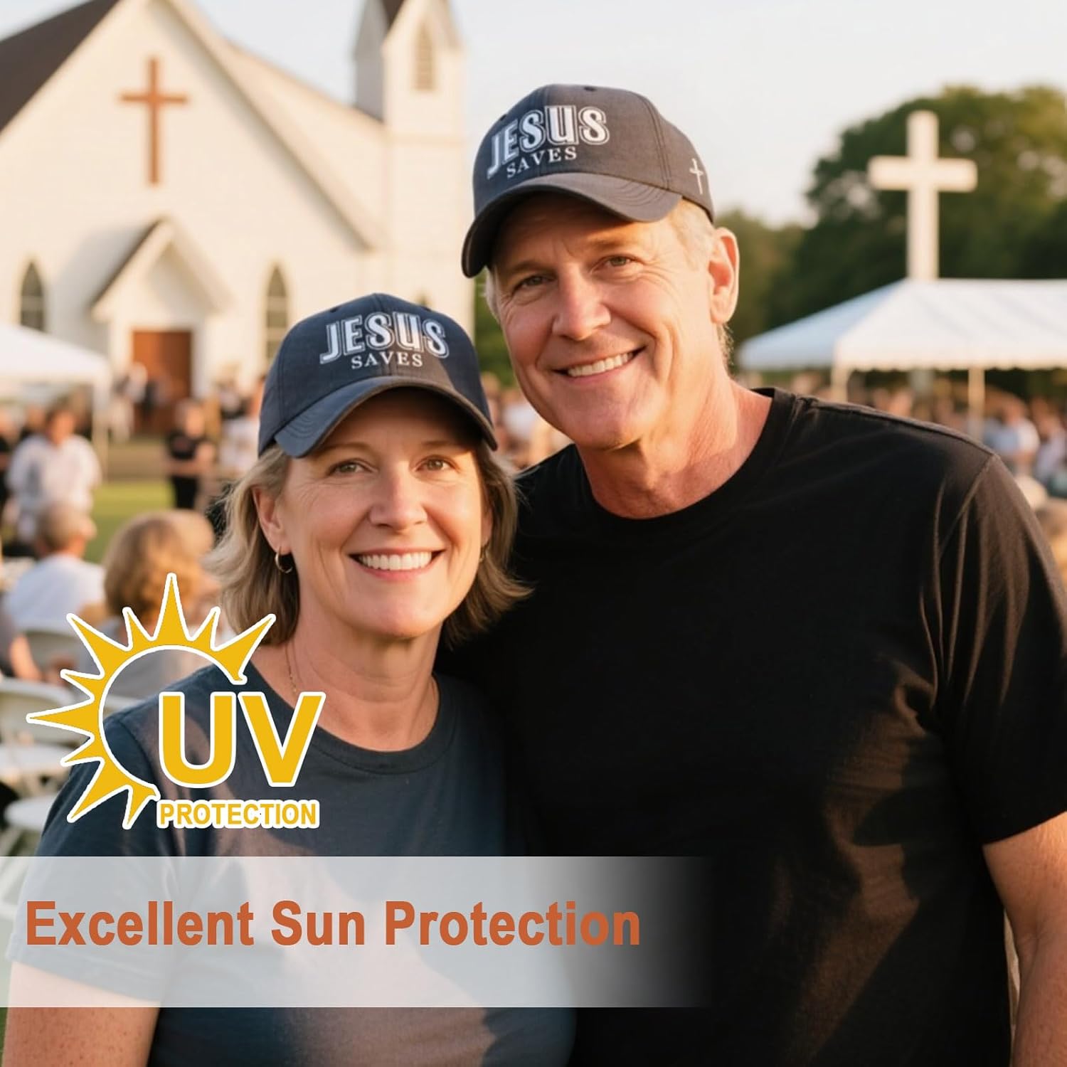 Jesus Saves Hats for Men Women, Christian Gifts, Adjustable Cotton Retro Christian Hat Grey - Image 7